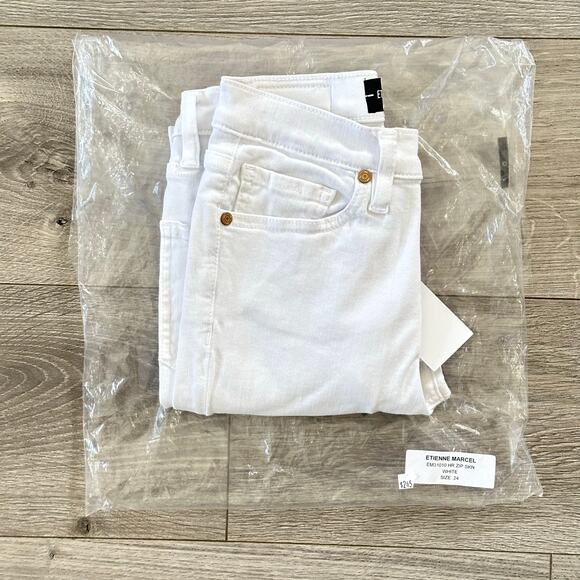 Etienne Marcel White High Rise Red Ankle Zipper Skinny Jeans Size 24 NWT $245 - Picture 12 of 12